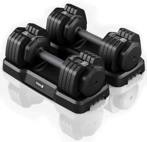Dripex — Mancuernas ajustables 5 en 1, par de 24,5 kg con base